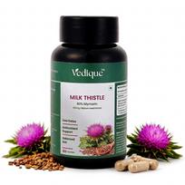 Vedique Milk Thistle Capsules 600 mg | 80% Silymarin Extract | Liver Detox & Support Supplement | Antioxidant Formula | 60 Veg Capsules