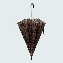 Retro mados leopardų rašto automatinis ilgo kotelio skėtis moterims, 10 šonkaulių vėjui atsparus greitai džiūstantis kabliuko rankena, atsparus vėjui tvirtas tiesus Large Leopard Print black