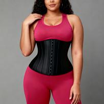 Women 25 Bones Sweat Waist Trainer Tummy Control Latex Body Shaper Waist Cincher 3XL juoda
