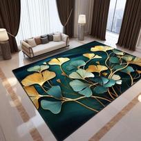 Luxury Ginkgo Biloba Printing Large Area Rug Non-Slip Wear-resistant Carpet for Living Room Bedroom Soft Floor Mat Home Decorate 40X60CM gray