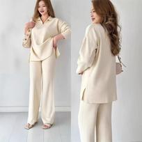 Women's Stylish Knitted Sweater & Wide-Leg Pants Set - Age-Reducing, High-Quality Casual Outerwear One Size juoda