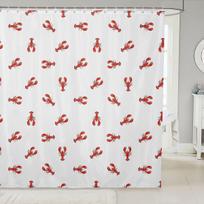 Red Lobster Print Waterproof Shower Curtain 180X180Cm - Nautical Seafood Theme Bath Curtain For Kids & Coastal Decor W60H190(CM)-1 Pcs white