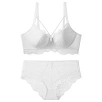 A gathered comfortable and sexy lace lingerie bra set breathable women's bra 70A balta