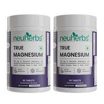 Neuherbs True Magnesium Glycinate Supplement 1600mg - 60 Tablets (Pack of 2) | Chelated Magnesium For Men & Women With Antioxidants, Zinc & Vitamin