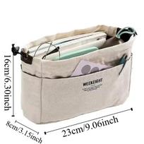 Inner Insert Drawstring Canvas Bag Multi-Pockets Travel Organizer Bag New Travel Storage Bag Navy Blue-S