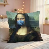 Mona Lisa Funny Abstract Cushion Cover Silky Short Plush Invisible Zipper Dustproof Sofa Pillow Case For Home Decor 30x30cm gray