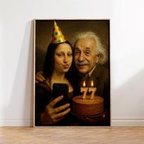 Funny Mona Lisa Canvas Wall Art Poster Gallery Mona Lisa Portrait Print Vintage Bathroom Wall Art Toilet Powder Room Decor 21X30CMNo Framed brown