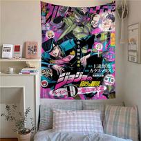 JoJo's Bizarre Adventure Tapestry Gyro Zeppeli Anime Style Wall Hanging Room Decor for Fans Bedroom Dorm Home Background Cloth 100X70CM black