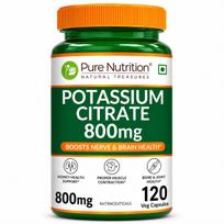 Pure Nutrition Potassium Citrate 800mg | Potassium Supplements promotes Nerve, Muscle, Joint & Bone Health | Supports Kidney Function & pH Balan