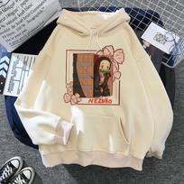 Kimetsu No Yaiba Manga Demon Slayer Hoodie Harajuku Japanese Animation Kawaii Sweatshirt Animation Tanjiro Kamado Nezuko XL gray