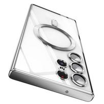 For MagSafe Case For Samsung Galaxy S25 S23 S22 Ultra Plus Magnetic Lens Protector Cases For Samsung S24 S21 Ultra Plus Cover Galaxy S24 Ultra sidabras