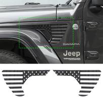 Sparno Šoninės Angos Lipdukai Jeep Wrangler JL Gladiator JT 2018    2022 Automobilio Išorės Aksesuarai PVC JAV Vėliavos Dekoras Carbon Fiber gray