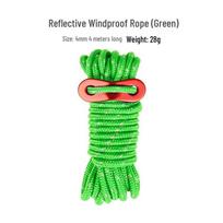 Reflective Windproof Tent Rope, 4m Long, 4mm Thick, Adjustable for Camping Tarp green