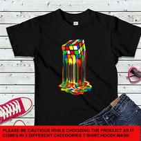 Melting Rubiks Cube Tee Top Classic Kids T-Shirt #DG #P1#PR S black