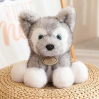 Pliušinis Šuo Haskis Vilkiukas Pliušinis Žaislas Minkštas Mielas Realistiškas Gyvas Kūrybiškas Rudas Pilkas Baltas Dovana Vaikams Kolekcionieriams MEILĖ Etiketė 22cm gray