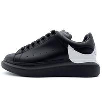 Alexander McQueen Oversized Sneaker Cow Leather Low top Skateboard Shoes Men's Black White 645863WHZ4L1070 43 black