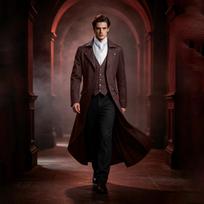 Men's Gothic Steampunk Tailcoat Jacket Black Halloween Costume XL ruda