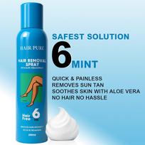 Hair Pure Instant Hair Removal Spray for Women | Fast & Gentle Body Hair Removal with Aloe Vera | Suitable for Sensitive Skin | For Legs, Arms, U blue