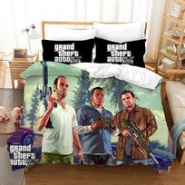 Game Gta V Bedding Sets 3D Digital Printing Cartoon Bed Linen (No Core) Suitable For Bedroom Grand Theft Auto 5 Duvet Cover Sets EU Single(135*200cm)3pcs black