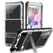 For Samsung S25 Edge S24 S23 S22 Ultra Heavy Duty Armor Phone Case Tempered Glass Protector Metal Screw Bumper Shockproof Cover For Samsung S23Ultra sidabras