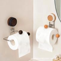 Stainless Steel Suction Cup Toilet Paper Holder Beech Tissue Holder white