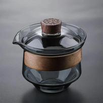 Japanese Glass Gaiwan Tea Tureen Single Heat-resistant and Scald Proof Sancai Cup Tea Set Kung Fu Tea Cup and Bowl gray