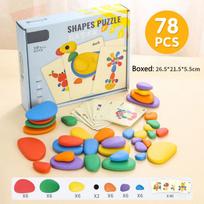 Children 3D Puzzle Montessori Toys Rainbow Pebbles Logical Thinking Game Parish Painting Sensory Learning Toys For 3-6 Years Old gray