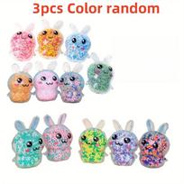 3PCS Squishy Bunny Stress Balls with Light Stress Relief Toy Girls Kids Fidget Toys Colorful Rabbit for Easter Basket Stuffers white