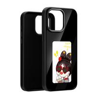 NFC Phone Case Smart E Ink Screen Phone Cases PC Cover for iPhone NFC 13 14 15 16 17 Pro Max DIY Phone Display case Retail Box&For iPhone15 pro max rožinė
