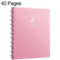 40 Pages A4 Size Button Music Sheet Binder Folder with Index Tabs with Pen+clip (Pink,Medium) rožinė