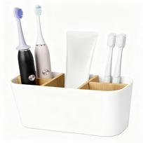 Bamboo Electric Toothbrush Holder Razor Makeup Brush Storage Box Toothpaste Toothbrush Stand Bathroom Accessories white