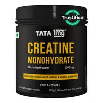 TATA 1MG Creatine Monohydrate| Each Batch tested DCT& DHT Safe | Zero Calories | Boosts Strength, Power & Recovery | Fast Absorption | Unflavour