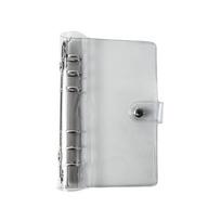 Clear Notebook Binders 6 Rings Planner Binder Soft Binder with Snap Button Closure Refillable Binder Budget Binder white