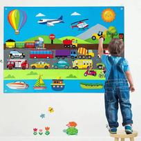 Farm Animals Felt Story Busy Board 4 IN 1 Themed Storytelling Farm Sea Zoo Vehicle Early Learning Interactive Wall Hanging Gifts green