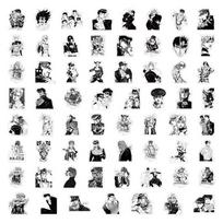 60 JoJo's Bizarre Adventure Stickers: Black & White Anime Designs for Suitcases, Notebooks, and Personal Decoration gray