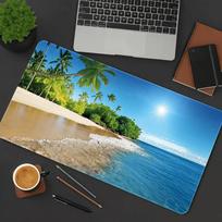 Extra Large Tropical Beach Mouse Pad  Vibrant Palm Trees and Turquoise Waters Desk Mat NonSlip Rubber Base Gaming Mouse Pad 800x300x2mm blue