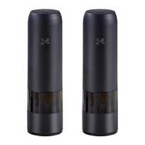 ABBY-2X Elektrinis Automatinis Pipirų Ir Druskos Malūnėlis USB Įkrovimas Prieskonių Druskos Pipirų Malūnėlis Reguliuojamas(Juoda) juoda