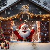 Festive, Vibrant Santa Claus Christmas Garage Door Banner - Easy Setup, Perfect for Outdoor Parties & Holiday Photoshoots 47.2x31.5inch/120*80cm brown