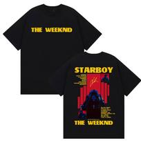 Rapper THE WEEKND STARBOY Album 2025 Merch T Shirts Men's Street Gothic Hip Hop Retro Cotton Short Sleeve T-shirt Y2k Streetwear 4XL red