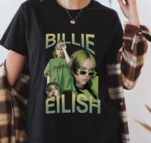 Billie Eilish Music Tour T-Shirt Q26 Family Fan Billie Shirt Gift for Fans Unisex T-Shirt XL gray