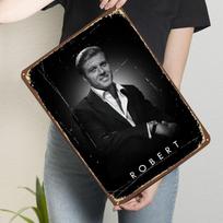 Robertas Redfordas Metalinis Plakatas Dekoras Kambario Dekoravimui Individualūs Metaliniai Skardos Ženklai Sienų Meno Dekoras Retro Freskų Menas Namai 20x30cm（7.8x11.8inch） gray