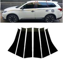 6 vnt. Automobilio durų langų statramsčių apdailos dangteliai Lipdukas Mitsubishi Outlander 2013 2014 2015 2016 2017 2018 2019 2020 gray