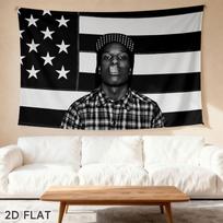American Flag Hip Hop Rap Tapestry, Street Punk Wall Hanging, Home Decor for Rap Fans College Dorm Bedroom 100X70CM gray