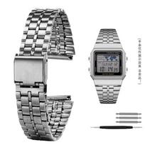 Nerūdijančio plieno laikrodžio priedai Casio A168 A158W AQ-230 LA-680 mažam auksiniam laikrodžiui su maža kvadratine smulkios plieno grandinėle 18mm 18mm gray