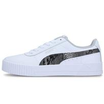 PUMA Carina L Snake FS Low top Skateboard Shoes Women's White Snakeskin Print 382384-02 36 white