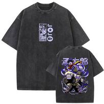 Anime Jojo Bizarre Adventure Jotaro Kujo Vintage Washed T-shirt Men Women Casual Retro T Shirts Men's Manga Oversized T-shirts S įvairiaspalvis
