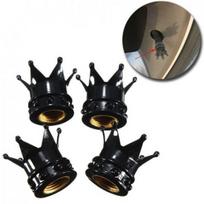 4x Universal Black Crown Style Car Tire Air Valve Stems Cover Caps Wheel Rims black