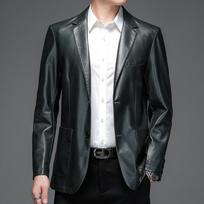 Pavasario ir rudens natūralios odos kostiumas vyriškas kostiumas avikailis Slim Fit odinė striukė Trumpas odinis kostiumo paltas M black