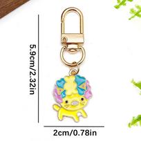 Cartoon Drip Oil Dog Keyring: Schnauzer, Corgi, Pekingese Zinc Alloy Pendant beige