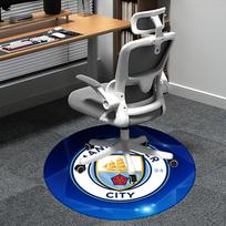 Manchester City, Futbolo emblema Kėdės kilimėlis Apvalus kilimas Biuro kilimas, Skalbiamas mašinoje, Neslystantis, Tinka svetainėms, Miegamiesiems 80cm gray